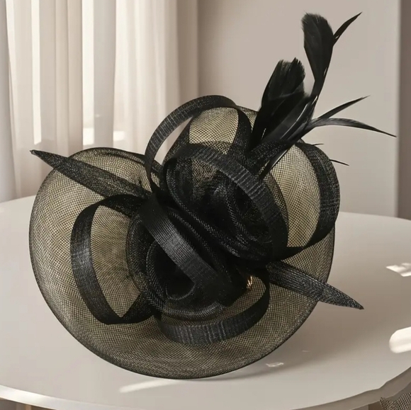 🐎NEW! Elegant Black Fascinator Hat - Picture 2 of 4